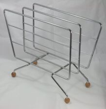 Postmodern Asymmetrical Bent Wire Magazine Rack w/ Wooden Ball Feet Valoti Italy, used for sale  LONDON