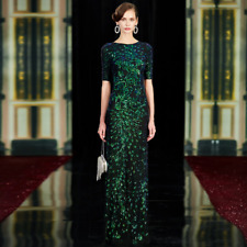 Sparkle Sexy Evening Dresses Long Sequined O-Neck Green Evening Gowns for Party for sale  Shipping to South Africa