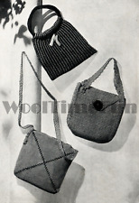 Bolsas de mão/ombro padrão de crochê e tricô vintage década de 1940 Segunda Guerra Mundial comprar usado  Enviando para Brazil