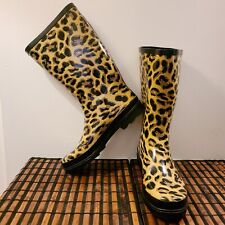 Botas de lluvia para mujer talla 10 estampado animal leopardo 13" alto goma 143 niña excelente excelente en excelente estado segunda mano  Embacar hacia Argentina