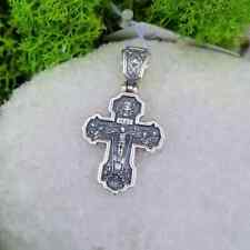 Usado, Novo Pingente Cruz Jesus Cristo Crucifixo Ortodoxo Russo Prata Esterlina 925 Masculino comprar usado  Enviando para Brazil