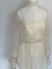 Usado, Vestido de novia antiguo de encaje bordado marfil diseño vintage talla L segunda mano  Embacar hacia Argentina