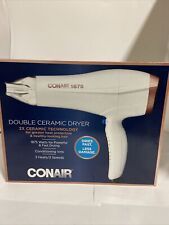 Usado, Secador de pelo doble cerámica Conair 1875 W con acondicionamiento iónico blanco/oro rosa segunda mano  Embacar hacia Mexico