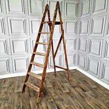 Retro Vintage Solid Wooden 6 Tread Step Ladders - Tall Prop Display Upcycle.  for sale  Shipping to South Africa