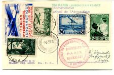 Bélgica 1937 Bruxelas Conferência Aeronáutica Cartão Postal levado para Paris e retorno, usado comprar usado  Enviando para Brazil
