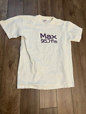 Camisa vintage Max 95.7 FM para estación de radio blanca y púrpura, usado segunda mano  Embacar hacia Argentina