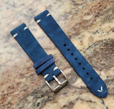 Usado, Pulseira de relógio azul 20 mm couro camurça fivela de aço inoxidável liberação rápida comprar usado  Enviando para Brazil