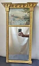 Antique Regency Gilt Wood Trumeau Mirror w/ Oil Painting Landscape 19th Century for sale  Shipping to South Africa
