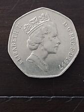 1997 Queen Elizabeth II D•G•REG•FD 50 peniques---Súper bonita coleccionable segunda mano  Embacar hacia Argentina