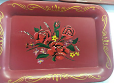 Lote de 5 bandejas de lanche vintage mini metal vermelho floral decoração de mesa buffet festa, usado comprar usado  Enviando para Brazil