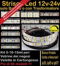 STRISCE LED BIANCHE 12V - 24V. Anche KIT DA 5-10-15MT. Striscia Led 12 - 24 Volt, usato usato  Rimini