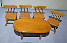 Dollhouse Dining Room table 4 chairs dollhouse furniture chairs  blond wood for sale  Shipping to South Africa