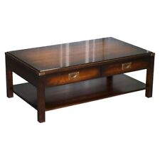 STUNNING VINTAGE MILITARY CAMPAIGN MAHOGANY & BRASS COFFEE TABLE for sale  Shipping to South Africa