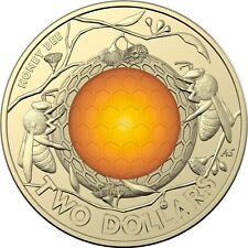🐝🔥 Honey Bee $2 Two Dollar Coloured Coin Queen Australia 2022 Rare CIRC 🔥🐝 na sprzedaż  Wysyłka do Poland