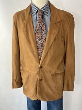 David Benjamin Leather Blazer Jacket Brown 2 Button Paisley Lined Men's 42R for sale  Shipping to South Africa