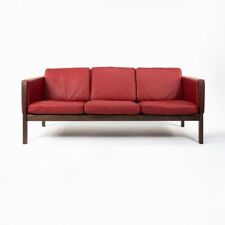 2020 CH163 Three Seater Sofa by Hans Wegner & Carl Hansen Smoked Oak Red Leather for sale  Shipping to South Africa