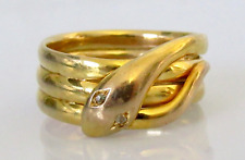 9ct Gold Ring - Vintage 9ct Yellow Gold Diamond Snake Ring Size T for sale  Shipping to South Africa