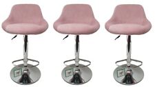 3 x Baby Pink Velvet Bar Stools Faux velvet,  Kitchen Breakfast Bar, baby pink, used for sale  Shipping to South Africa