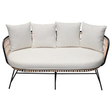 Usado, Gartenbank Gartenlounge Sitzbank Kunststoffgeflecht Rattan Stahl Beige Schwarz comprar usado  Enviando para Brazil