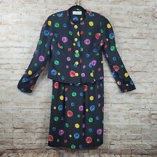 Vintage Tanner Womens 2 Piece Skirt Suit Size 12 Black Multicolor Long Sleeve for sale  Shipping to South Africa