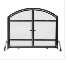 Pleasant Hearth Fireplace Screen 39"L x 12"W x 31"H Steel Mesh Black w/ Doors for sale  Shipping to South Africa
