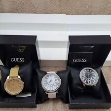Pair of three Guess Gemmed Womens Watches Black , White & Gold READ for sale  Shipping to South Africa