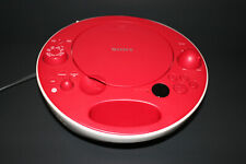 Usado, Rádio portátil Sony redondo CD AM/FM com auxiliar, alça de transporte cor vermelha branca ZS-E5 comprar usado  Enviando para Brazil