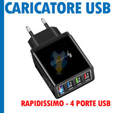 Caricatore Usb Multiplo Carica Rapida Quick Charge 3.0, Caricabatterie 4 Usb usato  Trapani