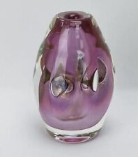 Dominick Labino Art Glass Paperweight/vase, Signed 1981 Pink W/gold Veilings, used for sale  Shipping to South Africa
