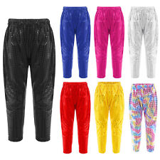 Girls Boys Glitter Sequins Long Trousers Hip Hop Jazz Street Dance Harem Pants for sale  Shipping to South Africa