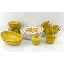Vintage 46 PC Melamine Dishes Set Fruit Gold National Home Products 70s NHP for sale  Shipping to South Africa