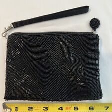 LADIES BLACK BEADED SMALL CLUTCH EVENING PURSE 6"X4" EXCELLENT CONDITIO for sale  Shipping to South Africa