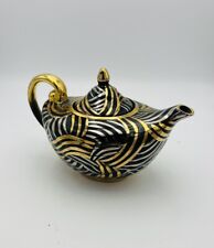 Vintage Arthur Wood Aladdin Black Silver Gold Geometric Pattern Teapot for sale  Shipping to South Africa