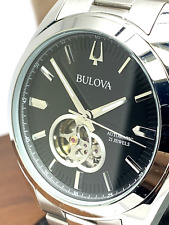 Reloj para hombre Bulova 96A270 automático plata acero inoxidable esfera negra 42 mm segunda mano  Embacar hacia Argentina