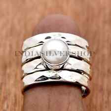 Natural Pearl Ring 925 Sterling Silver Ring Wide Band Ring Hammered Ring Fresh for sale  Shipping to South Africa