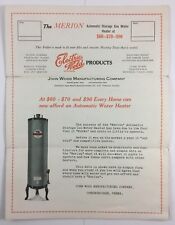 Used, 1926 Merion Water Heater Illustrated Brochure John Wood Mfg Co Conshohocken PA for sale  Shipping to Canada