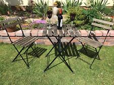 3PC Metal & Wood Bistro Patio Decking Garden Set,,foldable Garden Chairs & Table for sale  Shipping to South Africa