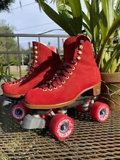 Used, Suede Moxi Lolly Poppy Red Roller Skates size 6, fits 7-7.5 Moxie Lollie Riedell for sale  Shipping to Canada