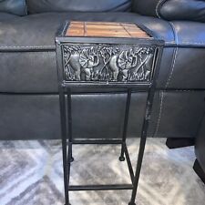 Vintage MCM Bamboo Metal Elephant Embossed Square Pedestal Plant Stand Table for sale  Shipping to South Africa