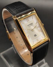 Used, Seiko Slim Quartz Roman Numerals New Battery 26 mm Case Japanese Men Wrist Watch for sale  Shipping to South Africa