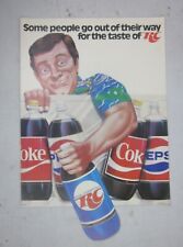 Vintage 1985 RC Cola vs Pepsi Coca Cola Milk Bar cardboard advertising sign for sale  Shipping to South Africa
