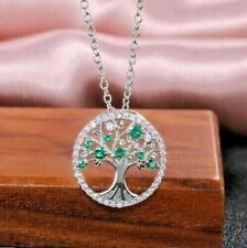 2Ct Round Cut Simulate Green Emerald Tree Shape Pendant In 14k White Gold Plated, used for sale  Shipping to South Africa