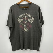 Lucky Brand T-Shirt Men's 2XL Gray Rock-N-Poker Aces Guitar Logo Crew Neck Tee for sale  Shipping to South Africa