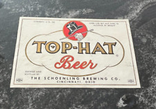 VINTAGE TOP HAT BEER 12 OZ BOTTLE LABEL SCHOENLING BREWING CINCINNATI OH 3.2% 7% for sale  Shipping to South Africa
