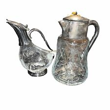 Royal Crystal Rock Duck Wine Decanter Pitcher Clear Silverplate Made in Italy GC, used for sale  Shipping to South Africa