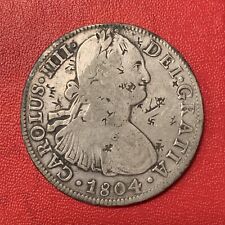 1804 PLATA MÉXICO 8 REALES Carolus Carlos IIII Busto Moneda Cortar Marcas segunda mano  Embacar hacia Argentina