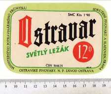 Czeska etykieta piwa - Browar Ostrawski - Czechosłowacja - Ostravar Svetly Lezak na sprzedaż  Wysyłka do Poland