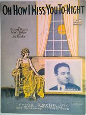 1924 Song "Oh, How I Miss You To-Night"  by Benny Davis, Joe Burke & Mark Fisher for sale  Shipping to South Africa