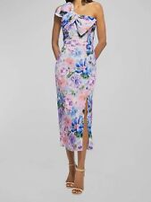 Usado, Vestido midi feminino Shoshanna roxo um ombro frente arco estampa floral tamanho 4 US$ 577 comprar usado  Enviando para Brazil
