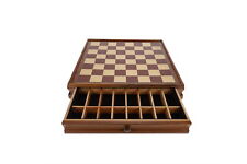 Tablero de ajedrez grande de madera maciza de 14,75"" con cajón deslizante para almacenamiento de piezas, usado segunda mano  Embacar hacia Argentina